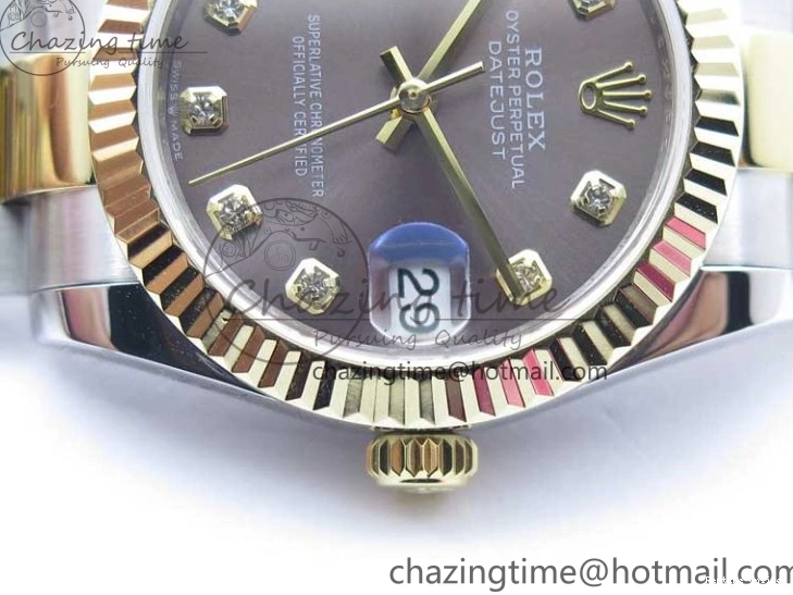 0112 SoftTouch Datejust 31mm 278273 SS YG BP Maker Best Edition Gray Diamonds Dial on SS YG Oyster Bracelet 2715
